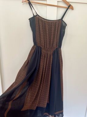 Vintage Italiya Made in Japan Black Geometric Greek Key Sundress